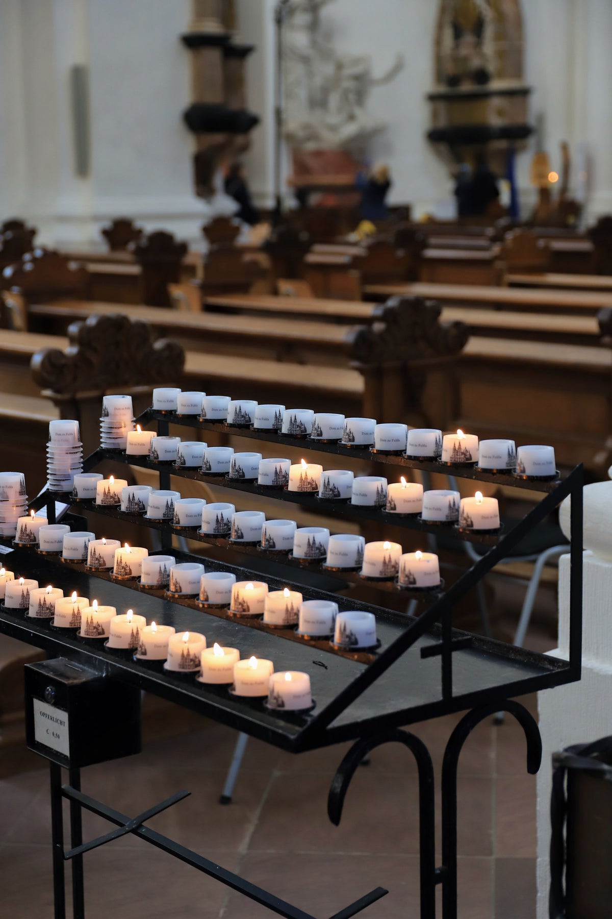 Candlelit church interior
